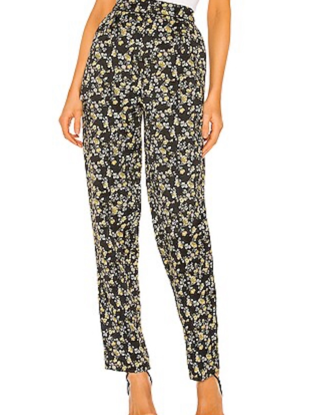 Tularosa Black Floral High-Waist Straight Leg Pants